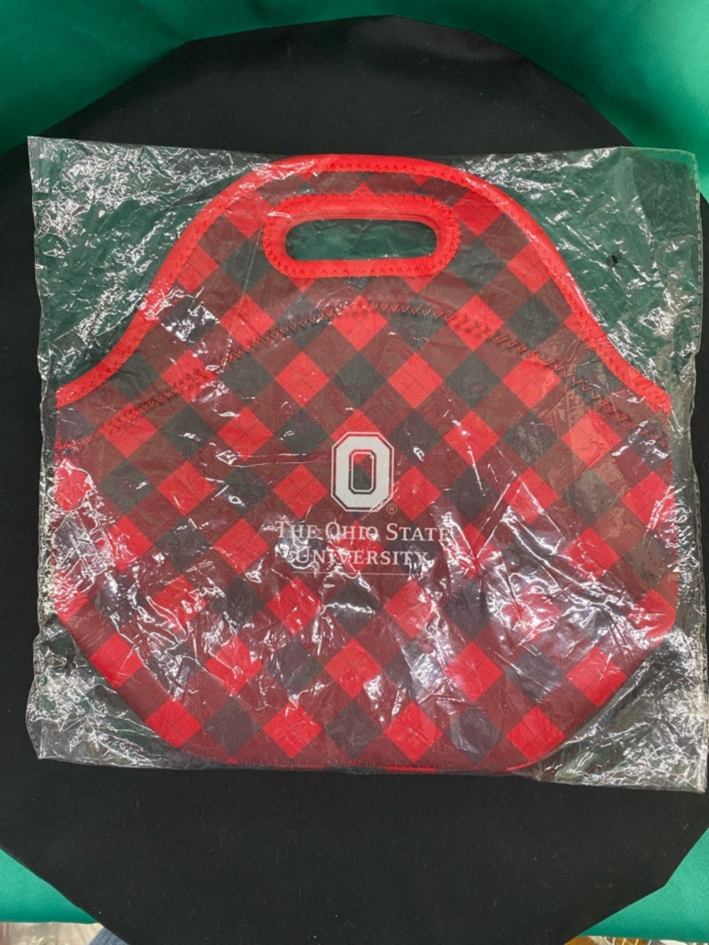 OHIO STATE Buffalo Plaid Zippered Insulated Neoprene Lunch Tote Caddy—New in Bag - Picture 3 of 12
